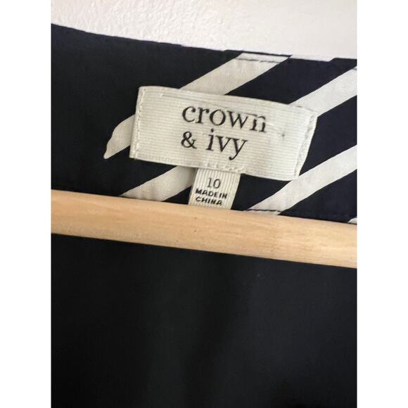 Crown & Ivy Navy Shift Dress 3/4 Sleeve 10 classic preppy Spring Floral chic - Picture 3 of 8